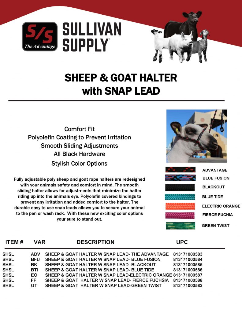 Sheep Goat Halter W Snap Lead Sullivan Supply Inc